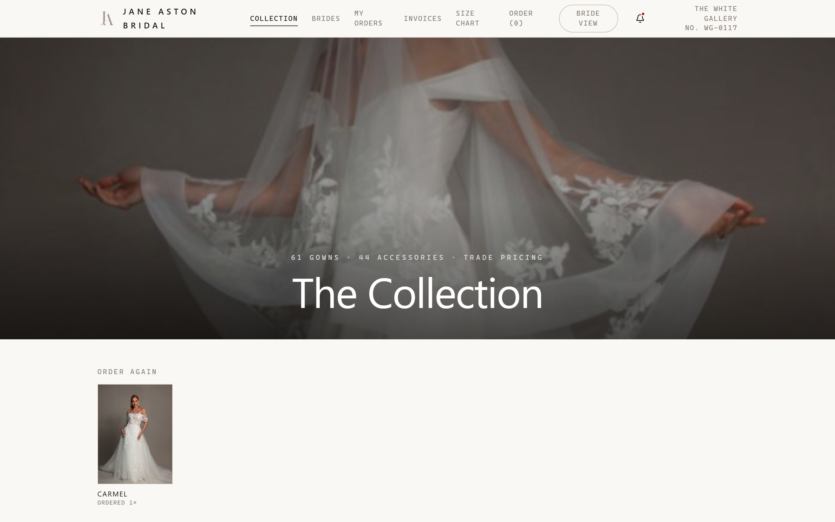 Jane Aston Bridal — the collection, on the retailer portal