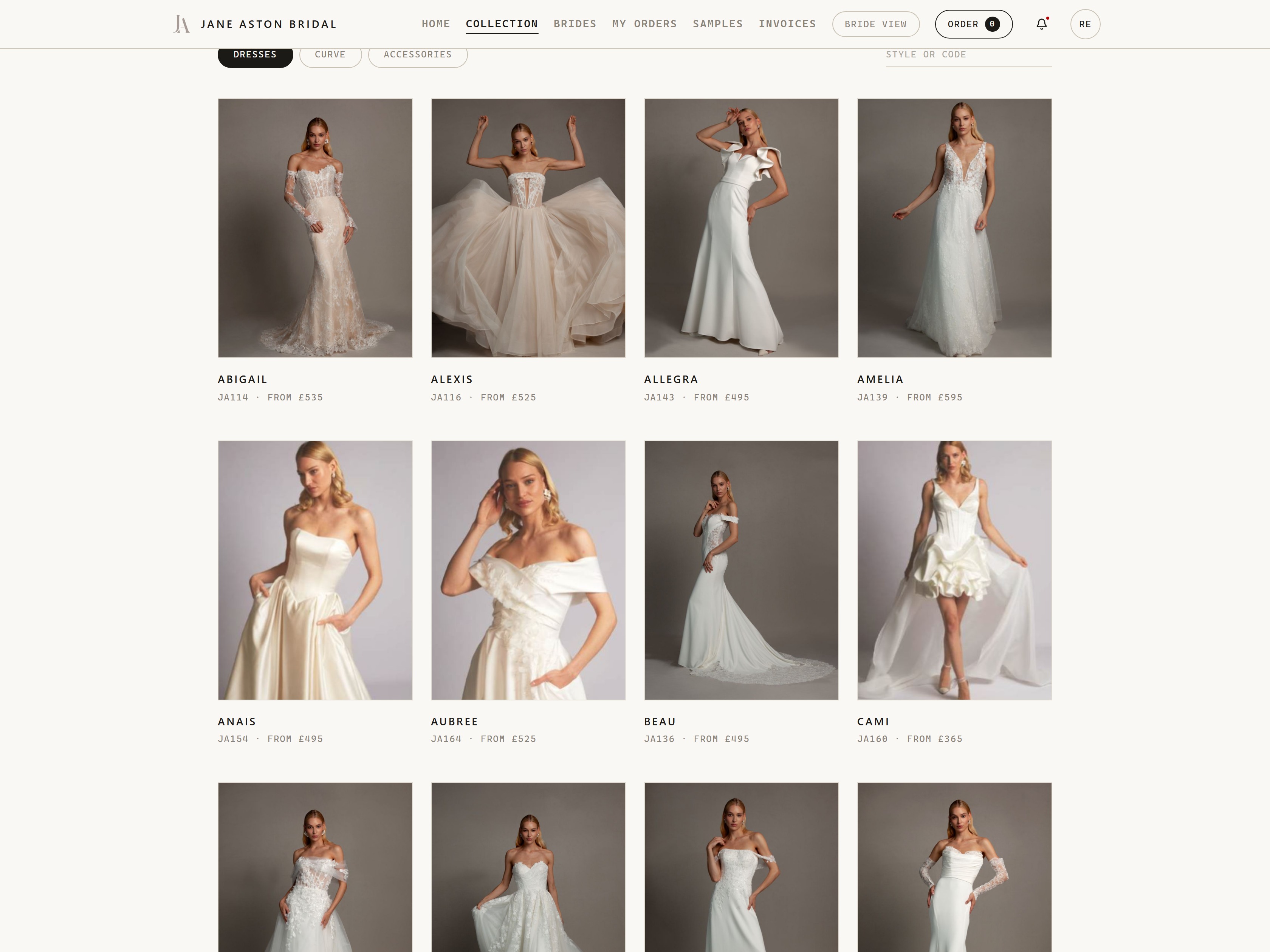 Jane Aston Bridal — the gown collection with trade pricing, on the retailer portal